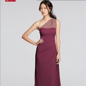 David’s Bridal Long Mesh Illusion Bridesmaid Dress